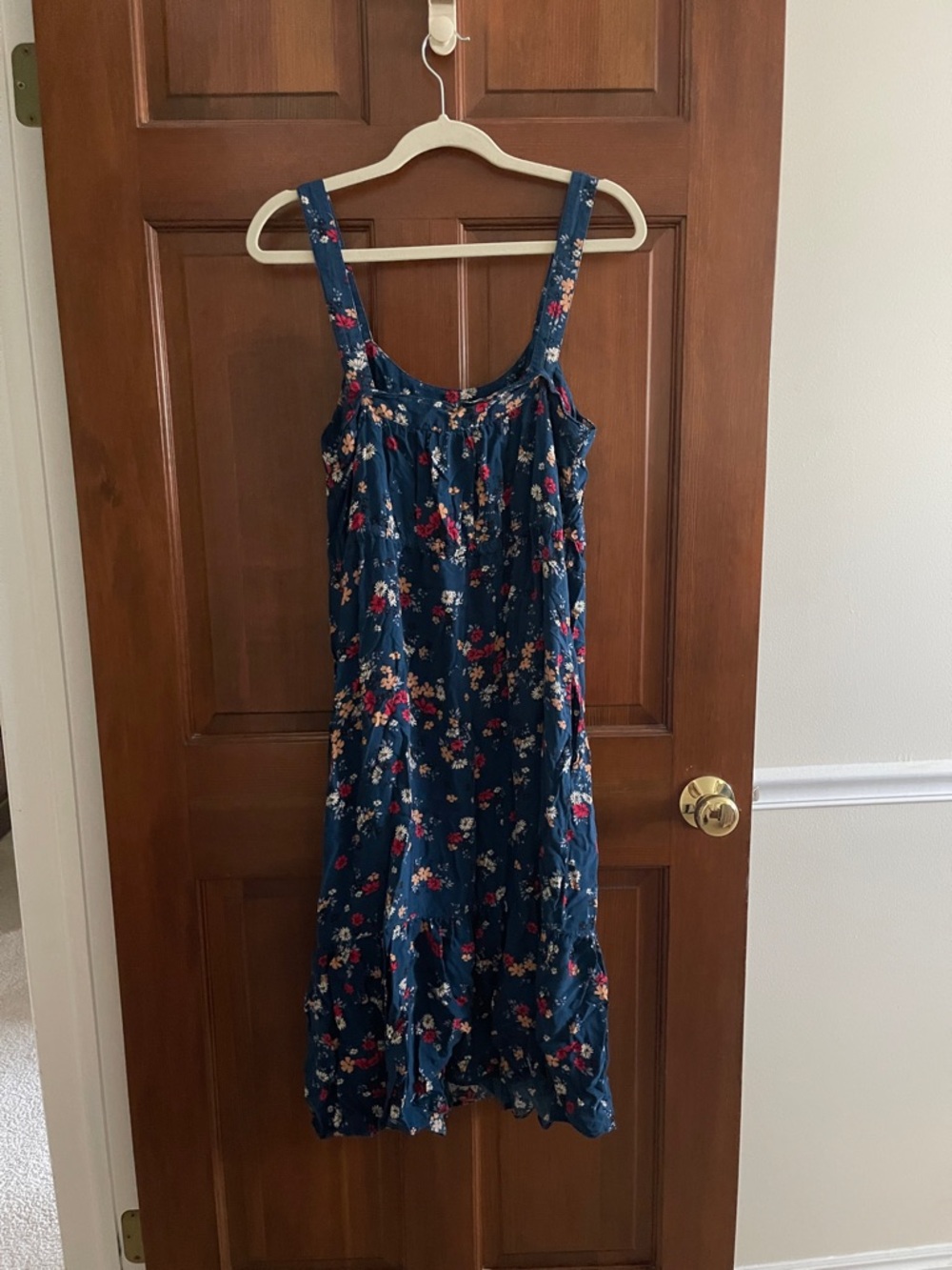 beachlunchlounge Navy Floral Midi Dress with Pink & Cream Accents